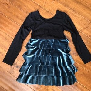 Flower by Zoe holiday dress tiered blk/green sz M